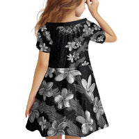 Hawaiian Lei Plumeria and Tropical Leaves Family Matching Off Shoulder Maxi Dress and Hawaiian Shirt Watercolor Style-Grayscale