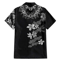 Hawaiian Lei Plumeria and Tropical Leaves Family Matching Summer Maxi Dress and Hawaiian Shirt Watercolor Style-Grayscale