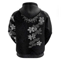 Hawaiian Lei Plumeria and Tropical Leaves Hoodie Watercolor Style-Grayscale LT03 - Polynesian Pride