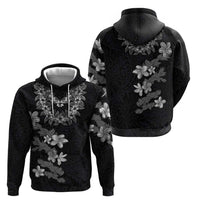 Hawaiian Lei Plumeria and Tropical Leaves Hoodie Watercolor Style-Grayscale LT03 - Polynesian Pride