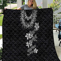 Hawaiian Lei Plumeria and Tropical Leaves Quilt Watercolor Style-Grayscale