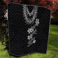 Hawaiian Lei Plumeria and Tropical Leaves Quilt Watercolor Style-Grayscale