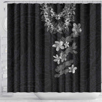 Hawaiian Lei Plumeria and Tropical Leaves Shower Curtain Watercolor Style-Grayscale