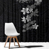 Hawaiian Lei Plumeria and Tropical Leaves Window Curtain Watercolor Style-Grayscale