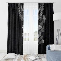 Hawaiian Lei Plumeria and Tropical Leaves Window Curtain Watercolor Style-Grayscale