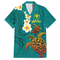 Hawaii Turtle Plumeria Flower Hawaiian Shirt Polynesian Pattern Turquoise Color LT03 Turquoise - Polynesian Pride