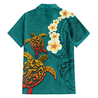 Hawaii Turtle Plumeria Flower Hawaiian Shirt Polynesian Pattern Turquoise Color LT03 - Polynesian Pride