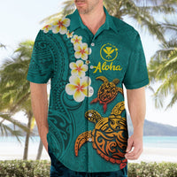 Hawaii Turtle Plumeria Flower Hawaiian Shirt Polynesian Pattern Turquoise Color LT03 - Polynesian Pride