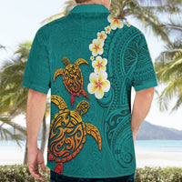 Hawaii Turtle Plumeria Flower Hawaiian Shirt Polynesian Pattern Turquoise Color LT03 - Polynesian Pride