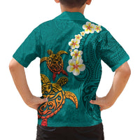 Hawaii Turtle Plumeria Flower Hawaiian Shirt Polynesian Pattern Turquoise Color LT03 - Polynesian Pride