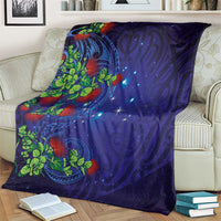 Matariki New Zealand Maori and Pohutukawa Blanket Galaxy Blue Sky Style