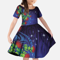 Matariki New Zealand Maori and Pohutukawa Family Matching Mermaid Dress and Hawaiian Shirt Galaxy Blue Sky Style