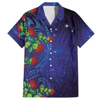 Matariki New Zealand Maori and Pohutukawa Family Matching Off Shoulder Maxi Dress and Hawaiian Shirt Galaxy Blue Sky Style