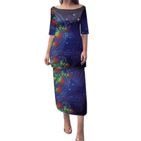 Matariki New Zealand Maori and Pohutukawa Family Matching Puletasi and Hawaiian Shirt Galaxy Blue Sky Style