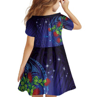 Matariki New Zealand Maori and Pohutukawa Family Matching Short Sleeve Bodycon Dress and Hawaiian Shirt Galaxy Blue Sky Style