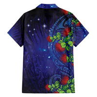 Matariki New Zealand Maori and Pohutukawa Family Matching Short Sleeve Bodycon Dress and Hawaiian Shirt Galaxy Blue Sky Style