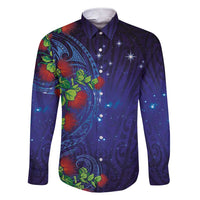 Matariki New Zealand Maori and Pohutukawa Family Matching Short Sleeve Bodycon Dress and Hawaiian Shirt Galaxy Blue Sky Style