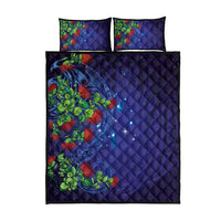 Matariki New Zealand Maori and Pohutukawa Quilt Bed Set Galaxy Blue Sky Style LT03 - Polynesian Pride