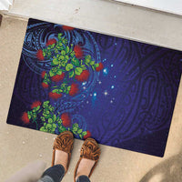 Matariki New Zealand Maori and Pohutukawa Rubber Doormat Galaxy Blue Sky Style