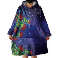 Matariki New Zealand Maori and Pohutukawa Wearable Blanket Hoodie Galaxy Blue Sky Style