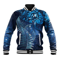 Matariki New Zealand Maori Silver Fern Baseball Jacket Galaxy Blue Sky Style