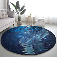 Matariki New Zealand Maori Silver Fern Round Carpet Galaxy Blue Sky Style
