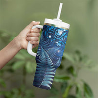 Matariki New Zealand Maori Silver Fern Tumbler With Handle Galaxy Blue Sky Style