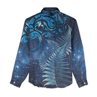 Matariki New Zealand Maori Silver Fern Women Casual Shirt Galaxy Blue Sky Style