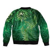 Matariki New Zealand Maori Silver Fern Bomber Jacket Galaxy Green Sky Style