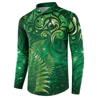 Matariki New Zealand Maori Silver Fern Button Sweatshirt Galaxy Green Sky Style