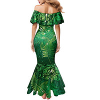 Matariki New Zealand Maori Silver Fern Family Matching Mermaid Dress and Hawaiian Shirt Galaxy Green Sky Style