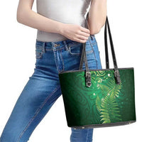 Matariki New Zealand Maori Silver Fern Leather Tote Bag Galaxy Green Sky Style