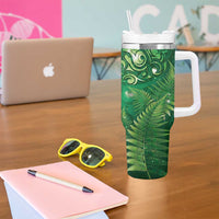 Matariki New Zealand Maori Silver Fern Tumbler With Handle Galaxy Green Sky Style