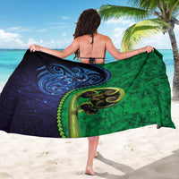 New Zealand Matariki Fern Frond Koru Sarong with Galaxy Blue Sky and Green Paua Shell Art