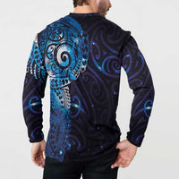 Matariki New Zealand Maori Koru Art Tattoo Button Sweatshirt New Year Galaxy Blue Sky Style