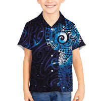 Matariki New Zealand Maori Koru Art Tattoo Family Matching Short Sleeve Bodycon Dress and Hawaiian Shirt New Year Galaxy Blue Sky Style