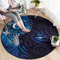 Matariki New Zealand Maori Koru Art Tattoo Round Carpet New Year Galaxy Blue Sky Style