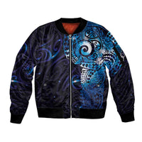 Matariki New Zealand Maori Koru Art Tattoo Sleeve Zip Bomber Jacket New Year Galaxy Blue Sky Style