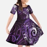 Matariki New Zealand Maori Koru Art Tattoo Family Matching Off Shoulder Maxi Dress and Hawaiian Shirt New Year Galaxy Purple Sky Style