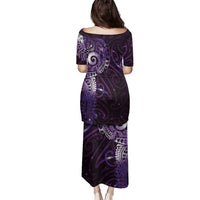 Matariki New Zealand Maori Koru Art Tattoo Family Matching Puletasi and Hawaiian Shirt New Year Galaxy Purple Sky Style