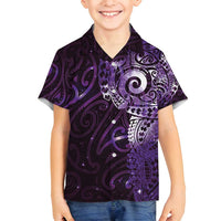Matariki New Zealand Maori Koru Art Tattoo Family Matching Puletasi and Hawaiian Shirt New Year Galaxy Purple Sky Style
