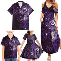 Matariki New Zealand Maori Koru Art Tattoo Family Matching Summer Maxi Dress and Hawaiian Shirt New Year Galaxy Purple Sky Style