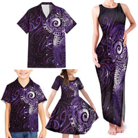 Matariki New Zealand Maori Koru Art Tattoo Family Matching Tank Maxi Dress and Hawaiian Shirt New Year Galaxy Purple Sky Style