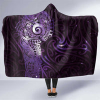 Matariki New Zealand Maori Koru Art Tattoo Hooded Blanket New Year Galaxy Purple Sky Style