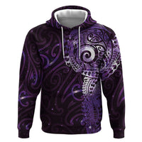 Matariki New Zealand Maori Koru Art Tattoo Hoodie New Year Galaxy Purple Sky Style