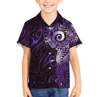 Matariki New Zealand Maori Koru Art Tattoo Kid Hawaiian Shirt New Year Galaxy Purple Sky Style