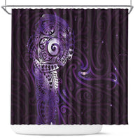 Matariki New Zealand Maori Koru Art Tattoo Shower Curtain New Year Galaxy Purple Sky Style