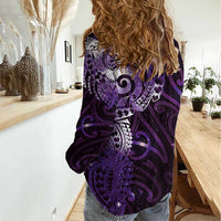Matariki New Zealand Maori Koru Art Tattoo Women Casual Shirt New Year Galaxy Purple Sky Style