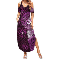 Matariki New Zealand Maori Koru Art Tattoo Family Matching Summer Maxi Dress and Hawaiian Shirt New Year Galaxy Pink Sky Style