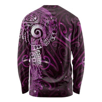 Matariki New Zealand Maori Koru Art Tattoo Long Sleeve Shirt New Year Galaxy Pink Sky Style
